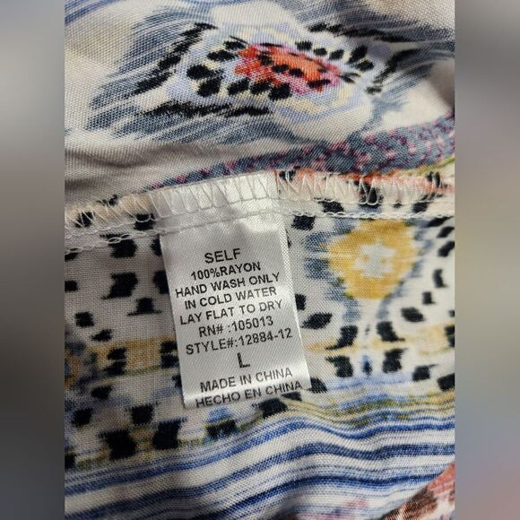 Savanna Jane Serape Top Embroidered Plus Sz L Women’s Flared Sleeve Floral Boho - Picture 4 of 6